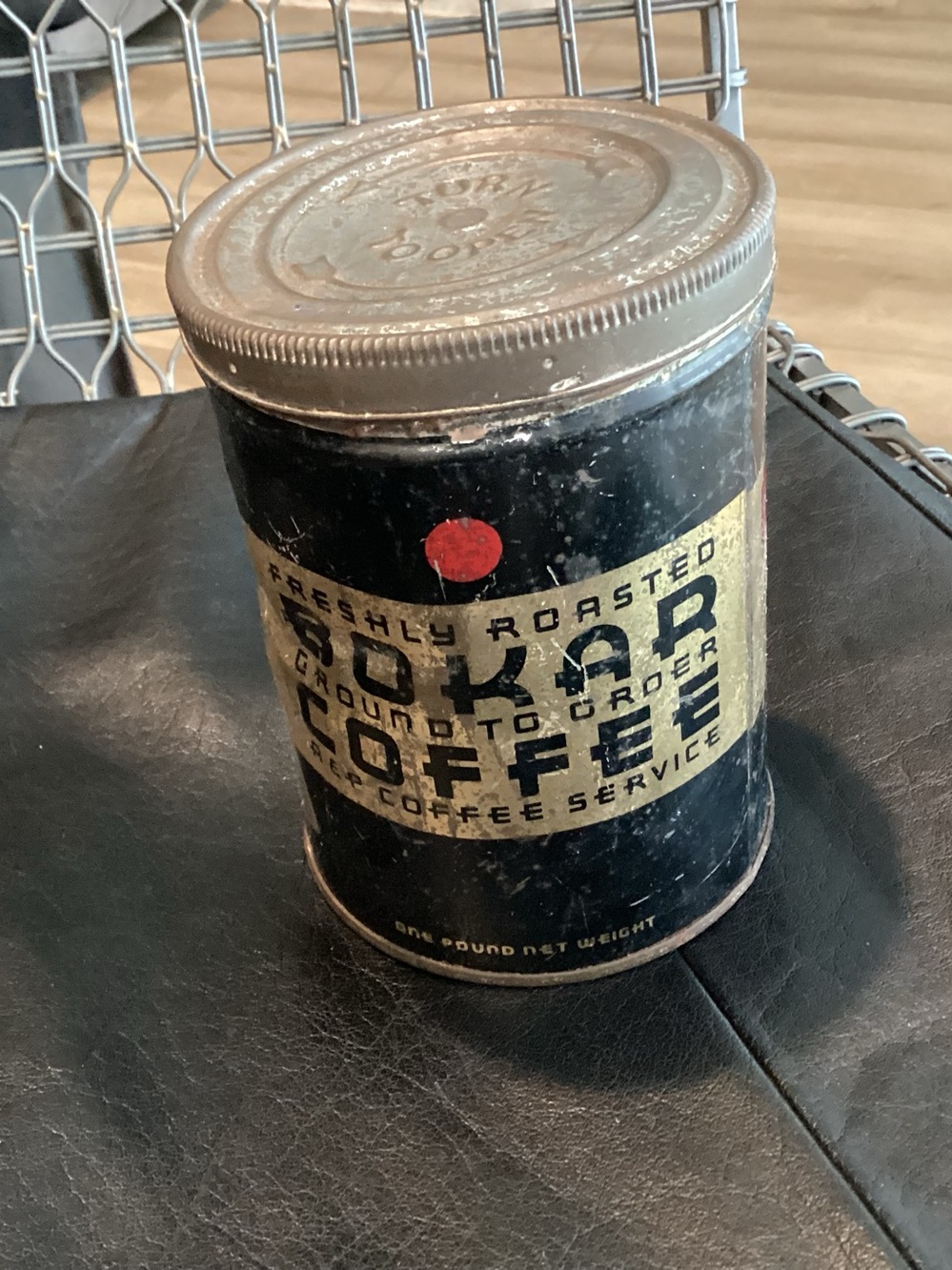 Vtg. 1 lb. BOKER Coffee tin container a highly recognizable piece of 20th Cent.